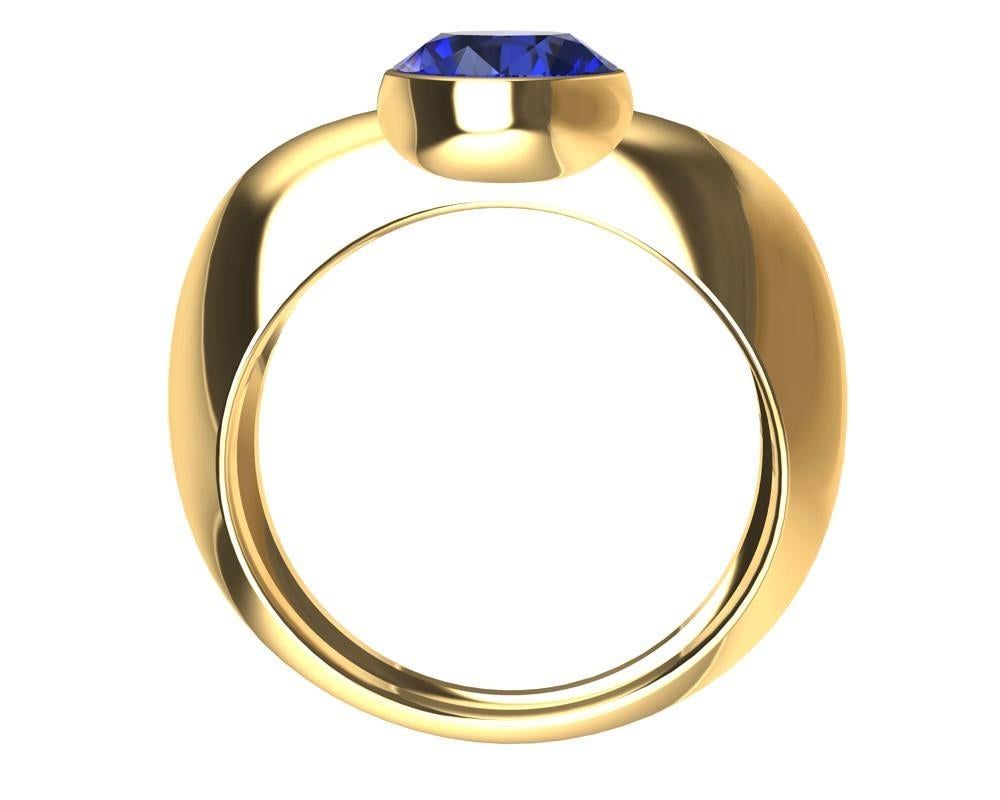 For Sale:  18 Karat Yellow Gold 1.4 Carat Blue Sapphire Sculpture Ring 2