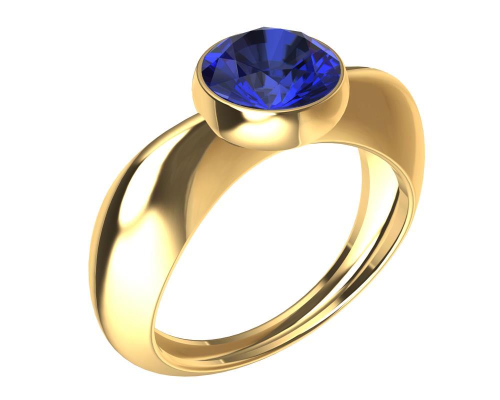 For Sale:  18 Karat Yellow Gold 1.4 Carat Blue Sapphire Sculpture Ring 3