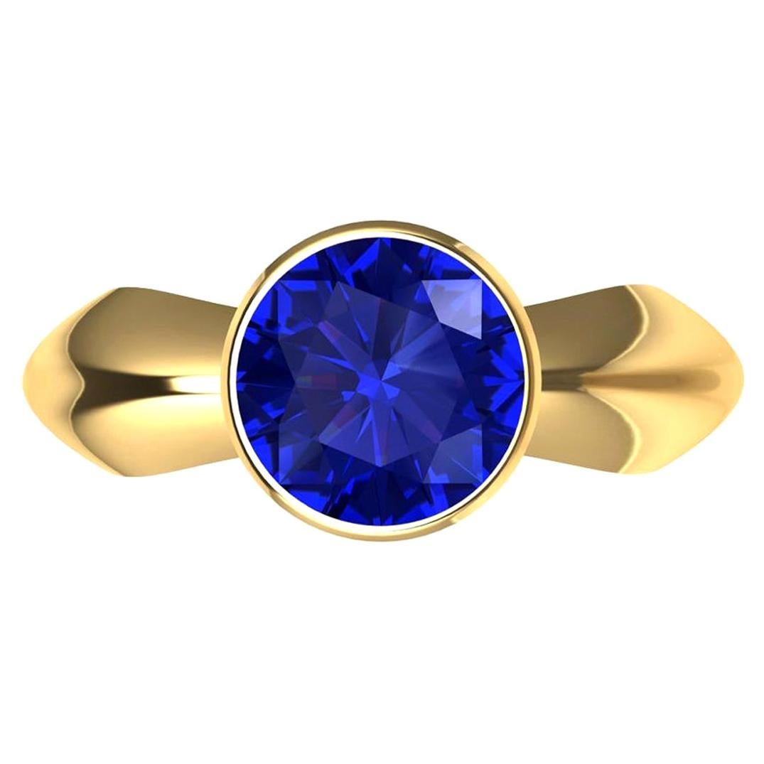 For Sale:  18 Karat Yellow Gold 1.4 Carat Blue Sapphire Sculpture Ring