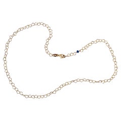 18 Karat Yellow Gold Sapphire Slightly Hammered "Little Hearts" Chain Necklace