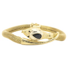 18 Karat Yellow Gold Sapphire Snake Mesh Bracelet