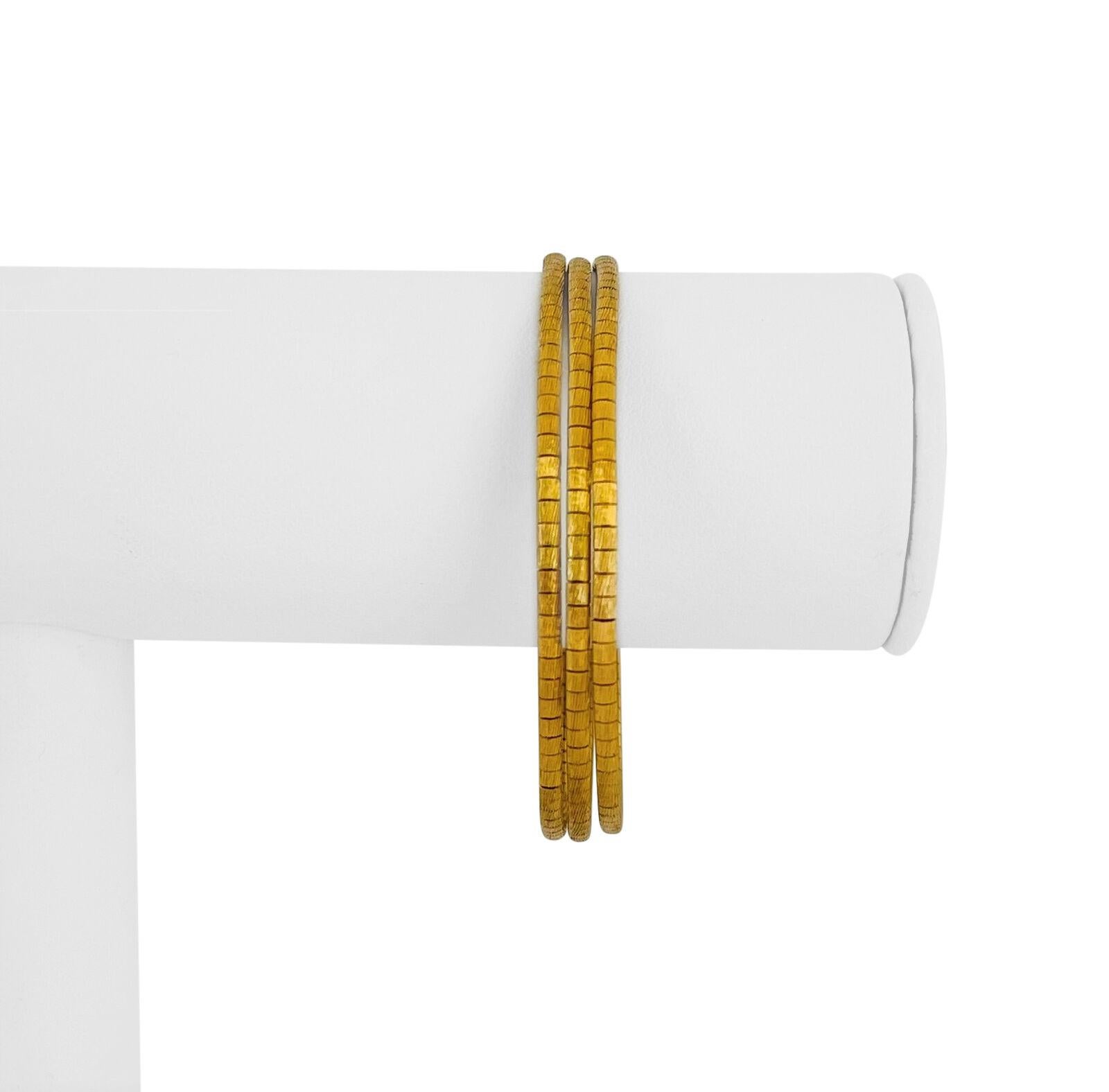 18k Yellow Gold 21.2g Satin Finish 7mm Triple Strand Link Bracelet Italy 7.5