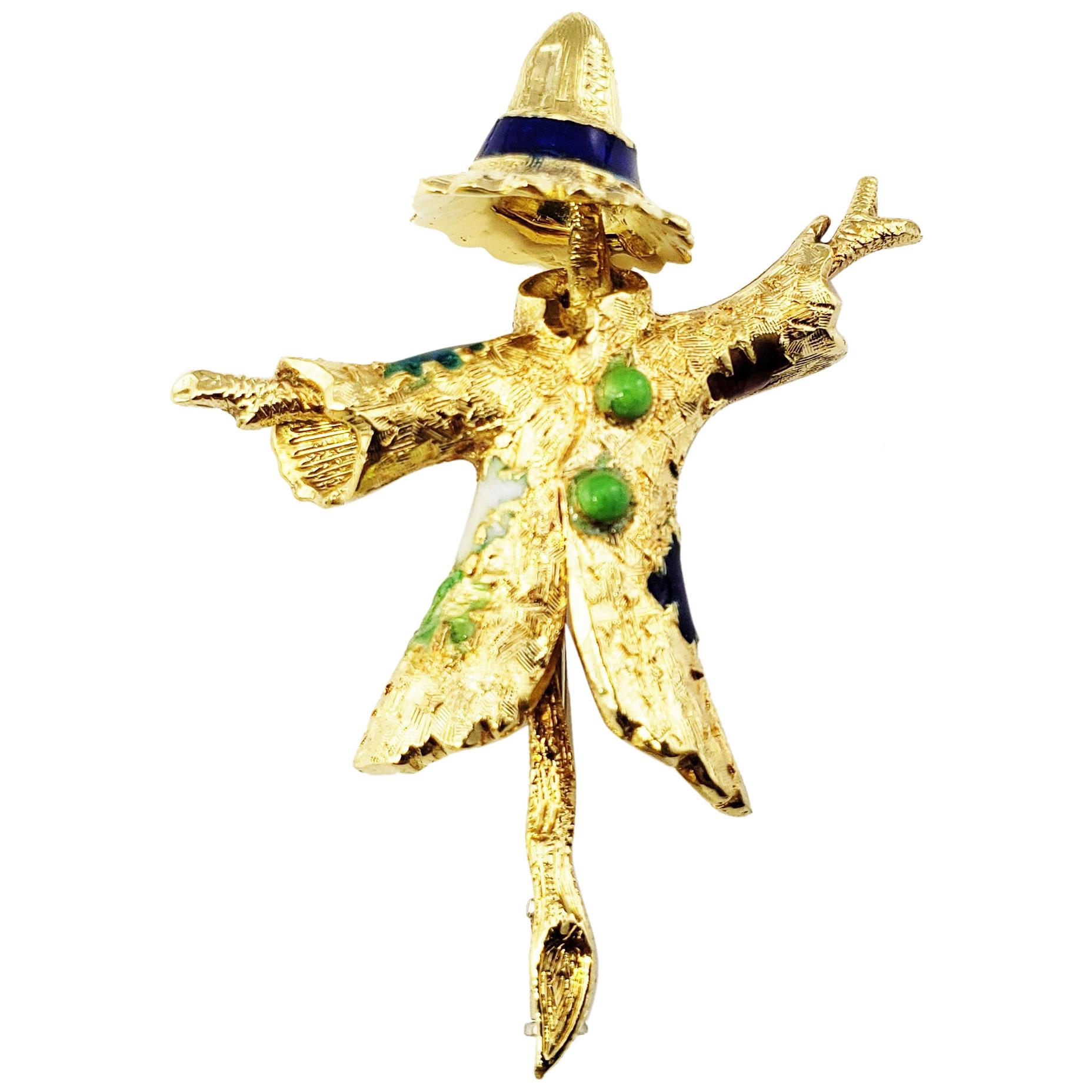 18 Karat Yellow Gold Scarecrow Brooch / Pin