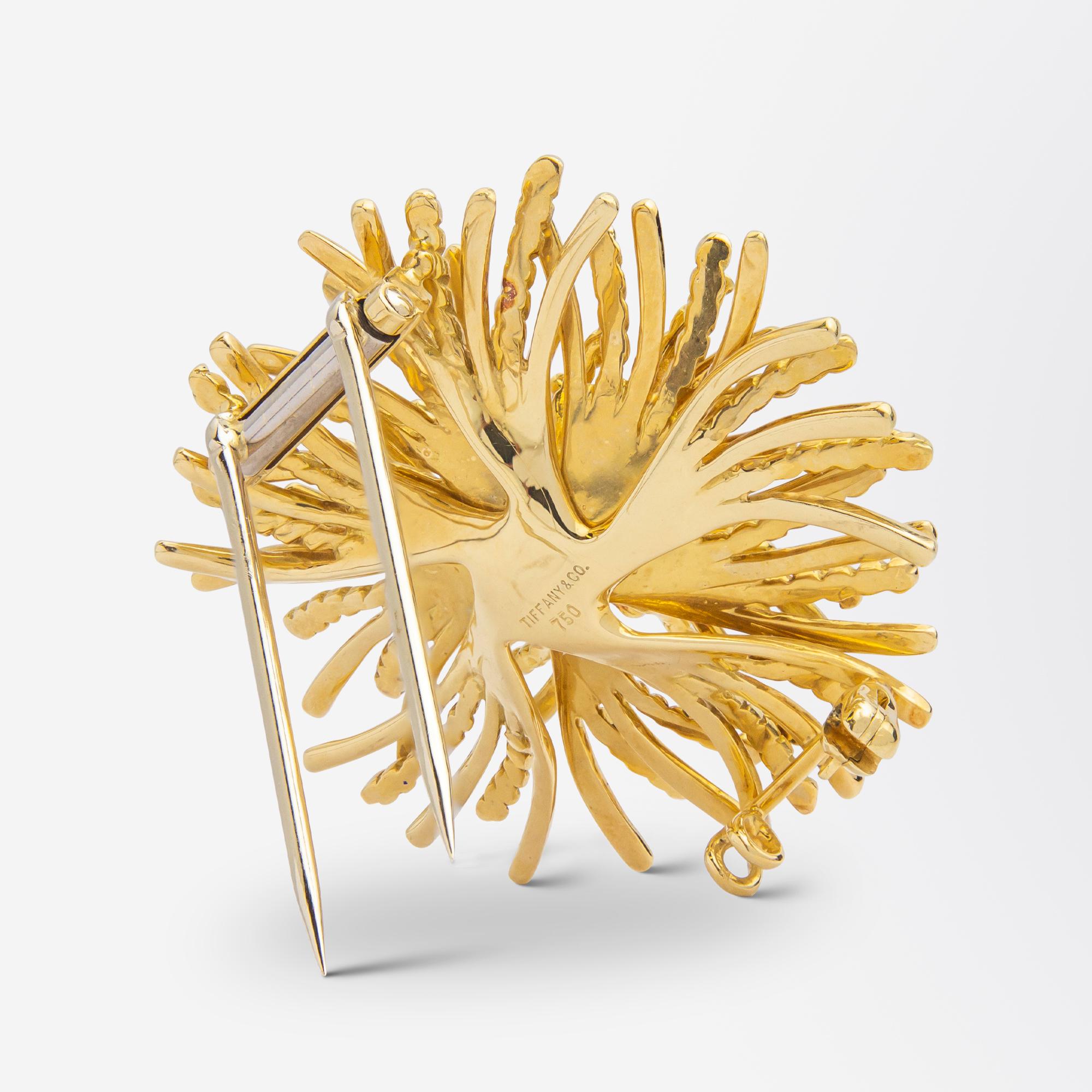 18 Karat Yellow Gold 'Sea Urchin' Brooch Pin by Tiffany & Co. In Excellent Condition For Sale In Brisbane, QLD