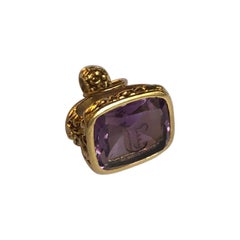 18 Karat Yellow Gold Seal with Amethyst