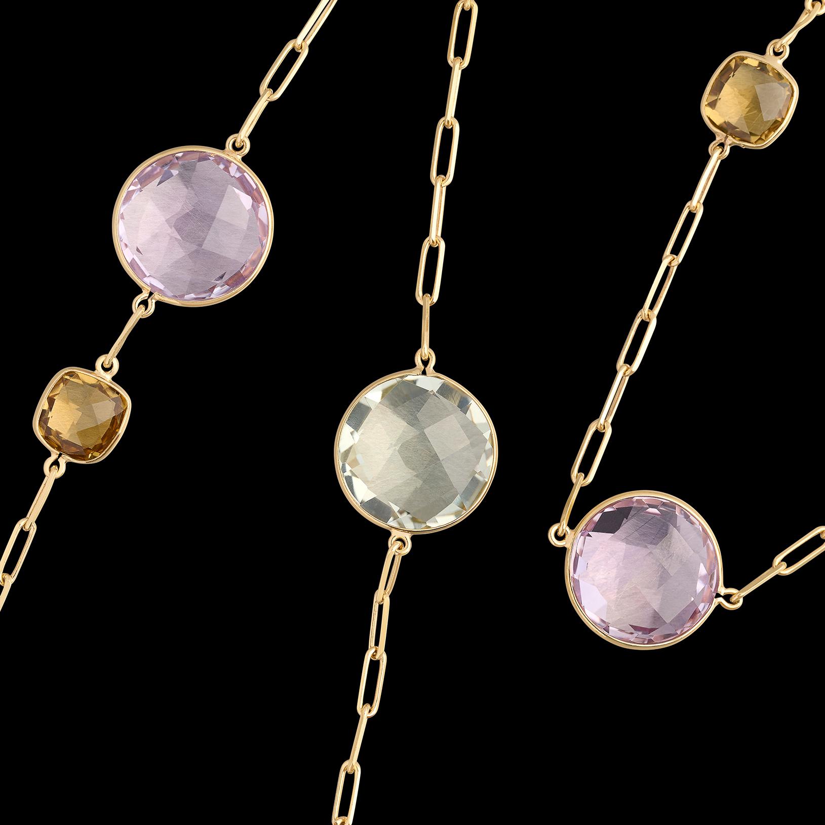 18 karat Yellow Gold & Semi-Precious Gemstone Necklace For Sale 2