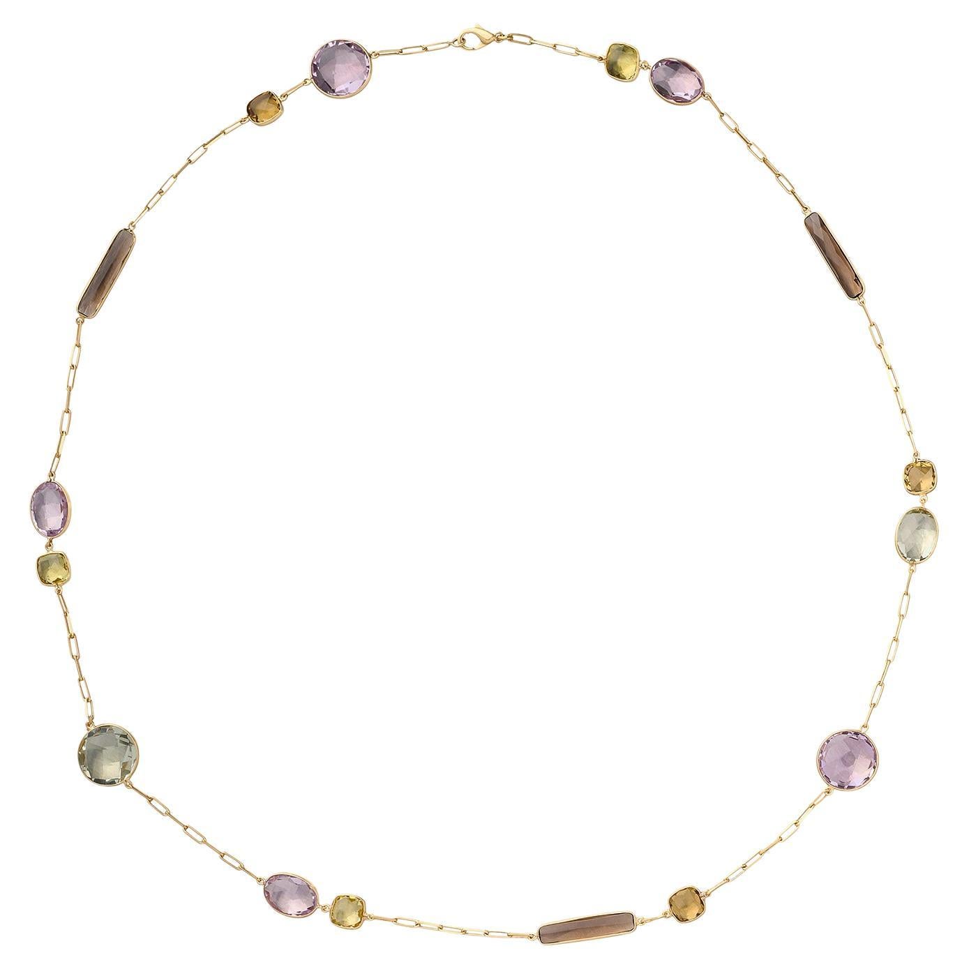 18 karat Yellow Gold & Semi-Precious Gemstone Necklace For Sale