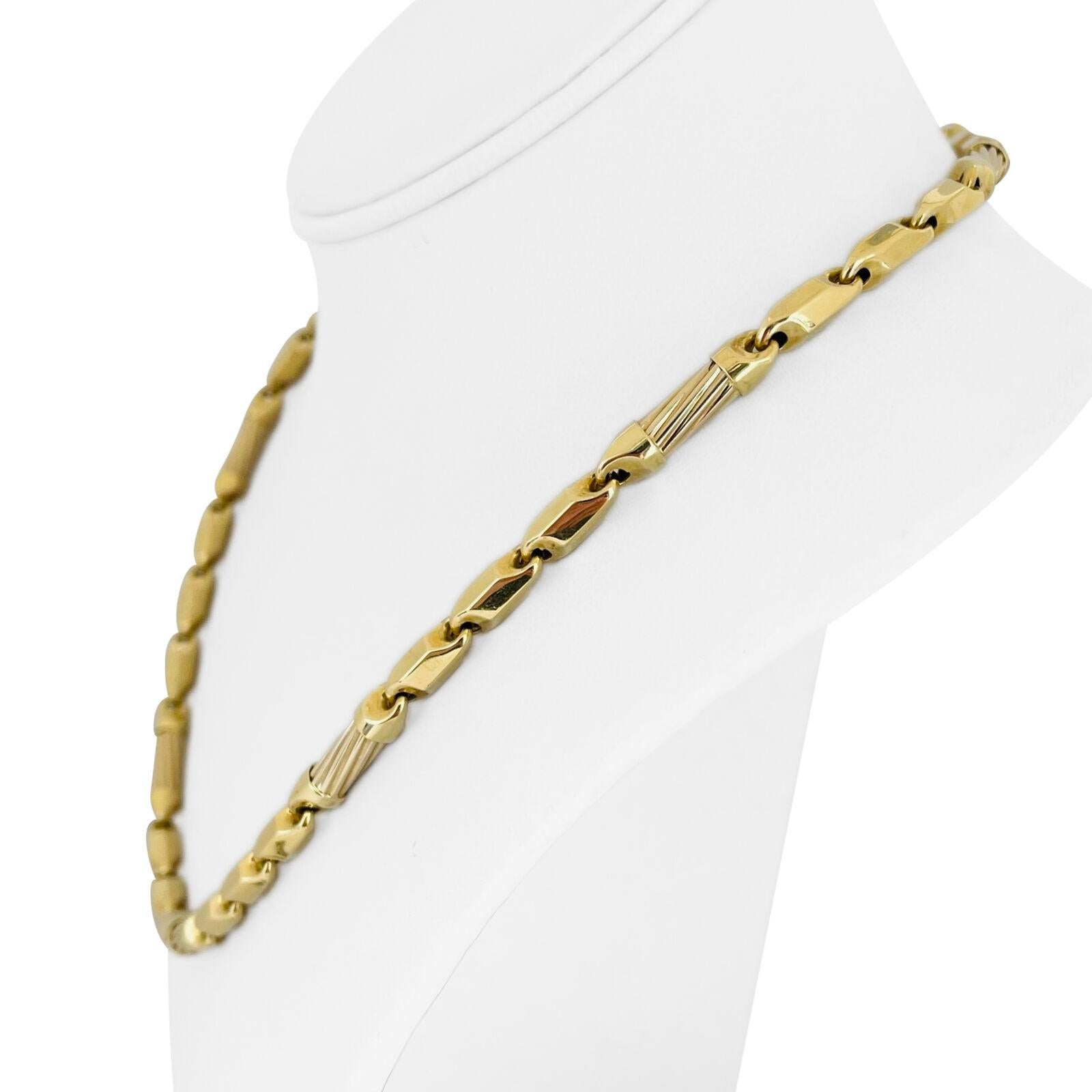 18k Yellow Gold 35.4g Semi Solid 5mm Fancy Bar Link Chain Necklace Italy 20