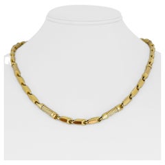 Halskette aus 18 Karat Gelbgold mit halber Fancy Bar-Gliederkette Italien