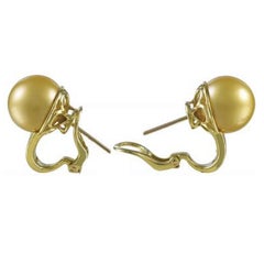 Sophia D. Pearl and Diamonds Yellow Gold Earrings