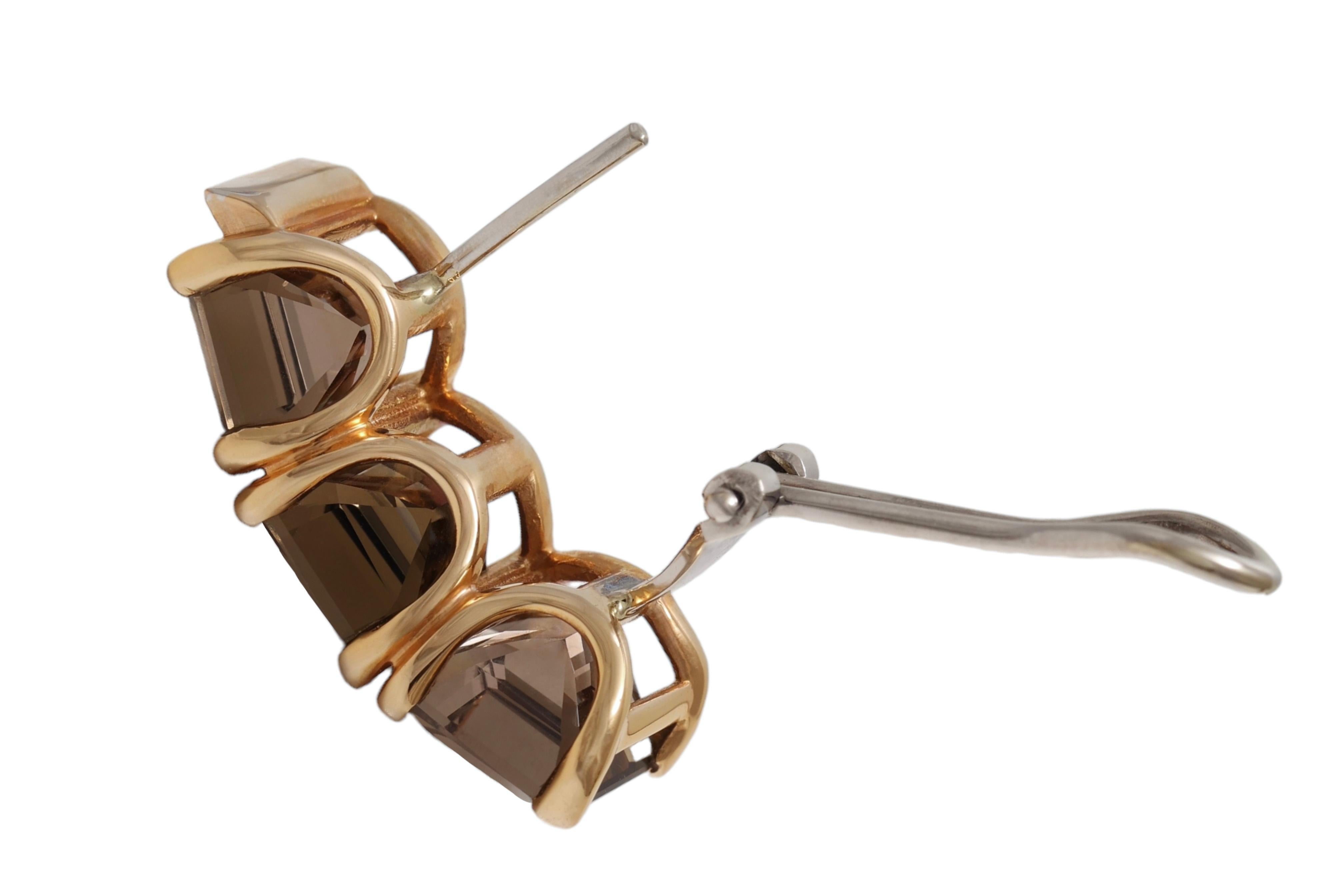 18 Karat Yellow Gold Set Ring, Earrings, Bracelet with Smoky Quartz, Diamonds For Sale 14