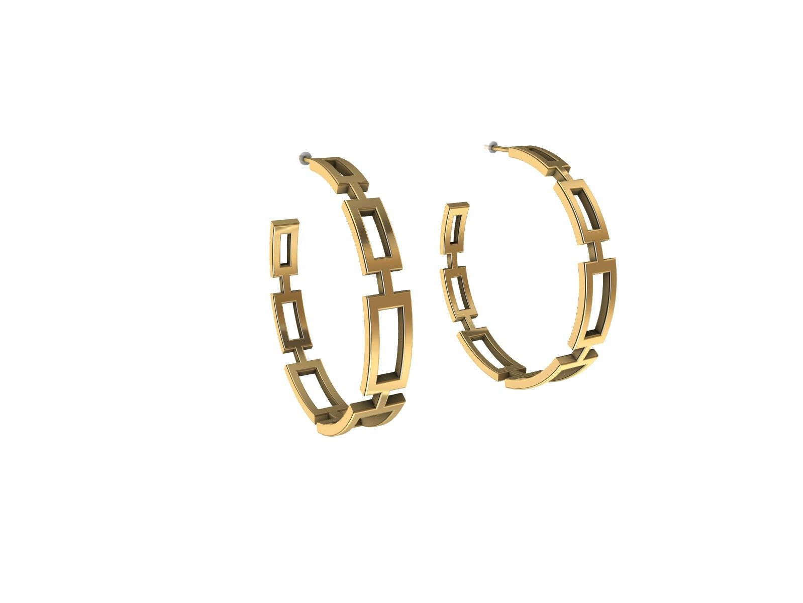18 Karat Yellow Gold Seven Rectangle Hoops For Sale 5