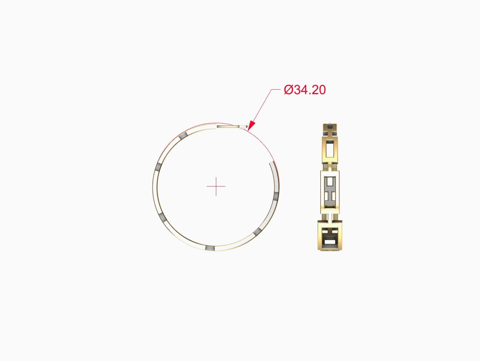 18 Karat Yellow Gold Seven Rectangle Hoops For Sale 1