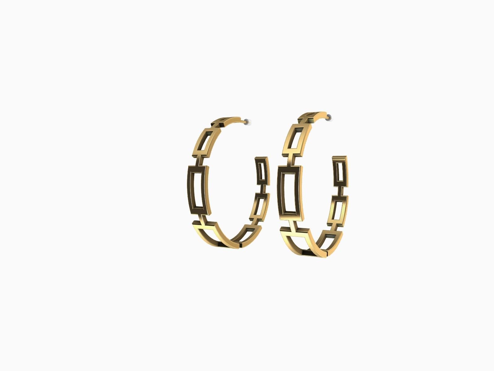 18 Karat Yellow Gold Seven Rectangle Hoops For Sale 2