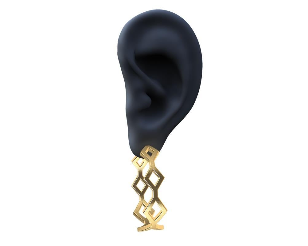 Contemporary 18 Karat Yellow Gold Seven Rhombus Hoops