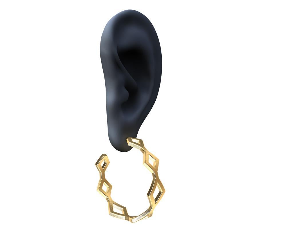 Women's 18 Karat Yellow Gold Seven Rhombus Hoops