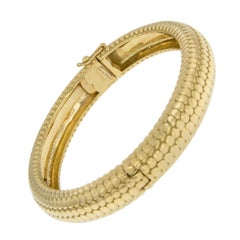 18 Karat Yellow Gold "Shagrin" Bangle Bracelet by Gemlok