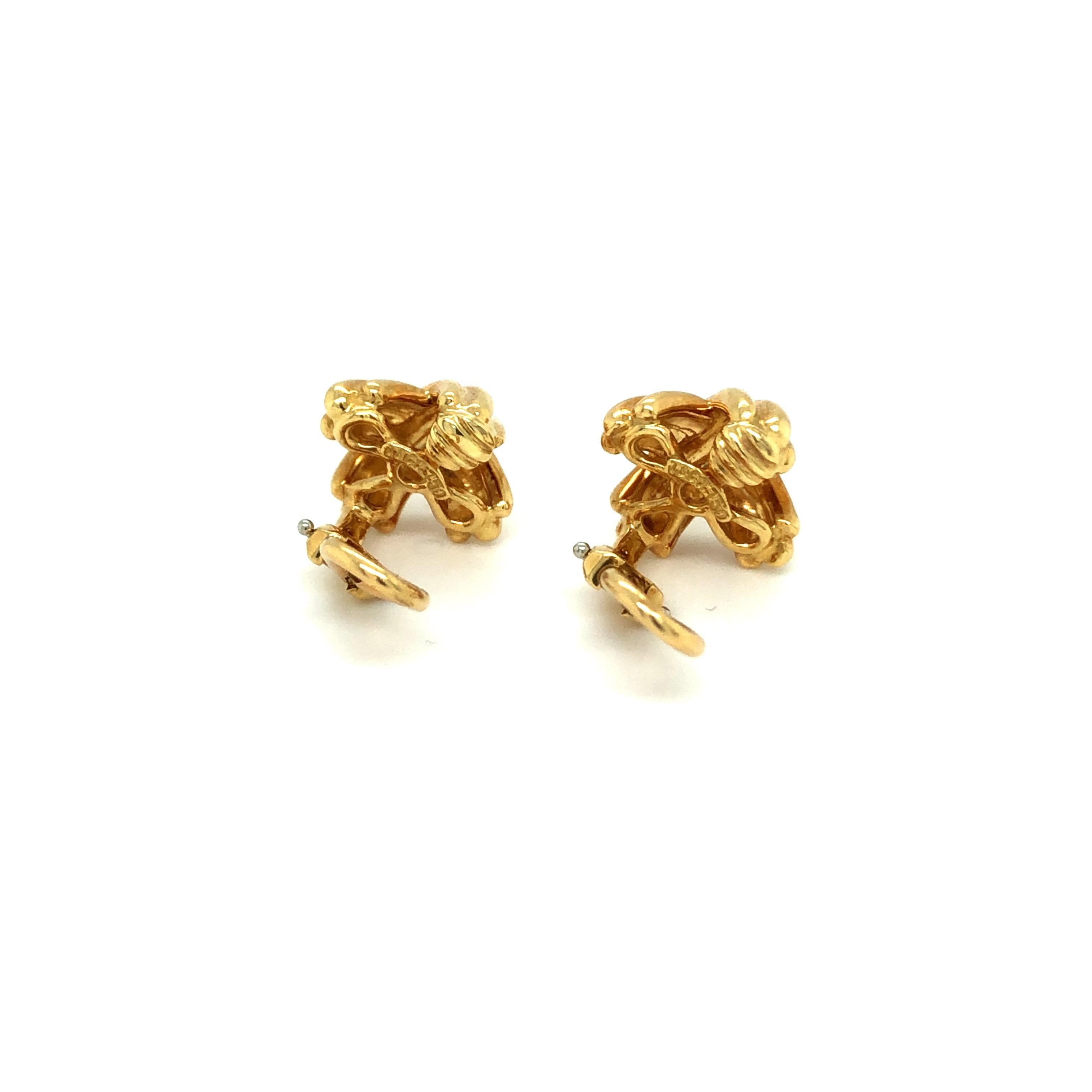 Contemporary 18 Karat Yellow Gold Signature X Collection Ear Clips by Tiffany & Co.