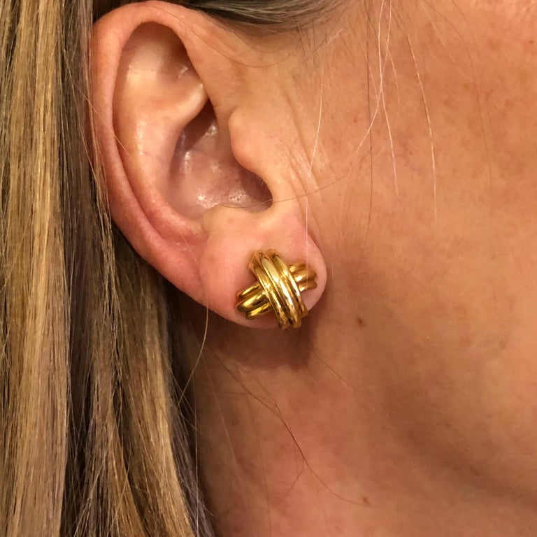 18 Karat Yellow Gold Signature X Collection Ear Clips by Tiffany and Co ...