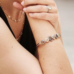 Brazalete de oro amarillo de 18 quilates, plata, rodio, champán y diamantes blancos