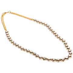18 Karat Yellow Gold Single Line Uncut Diamond Necklace