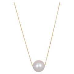 Collier Slide en or jaune 18 carats avec pendentif en perle unique