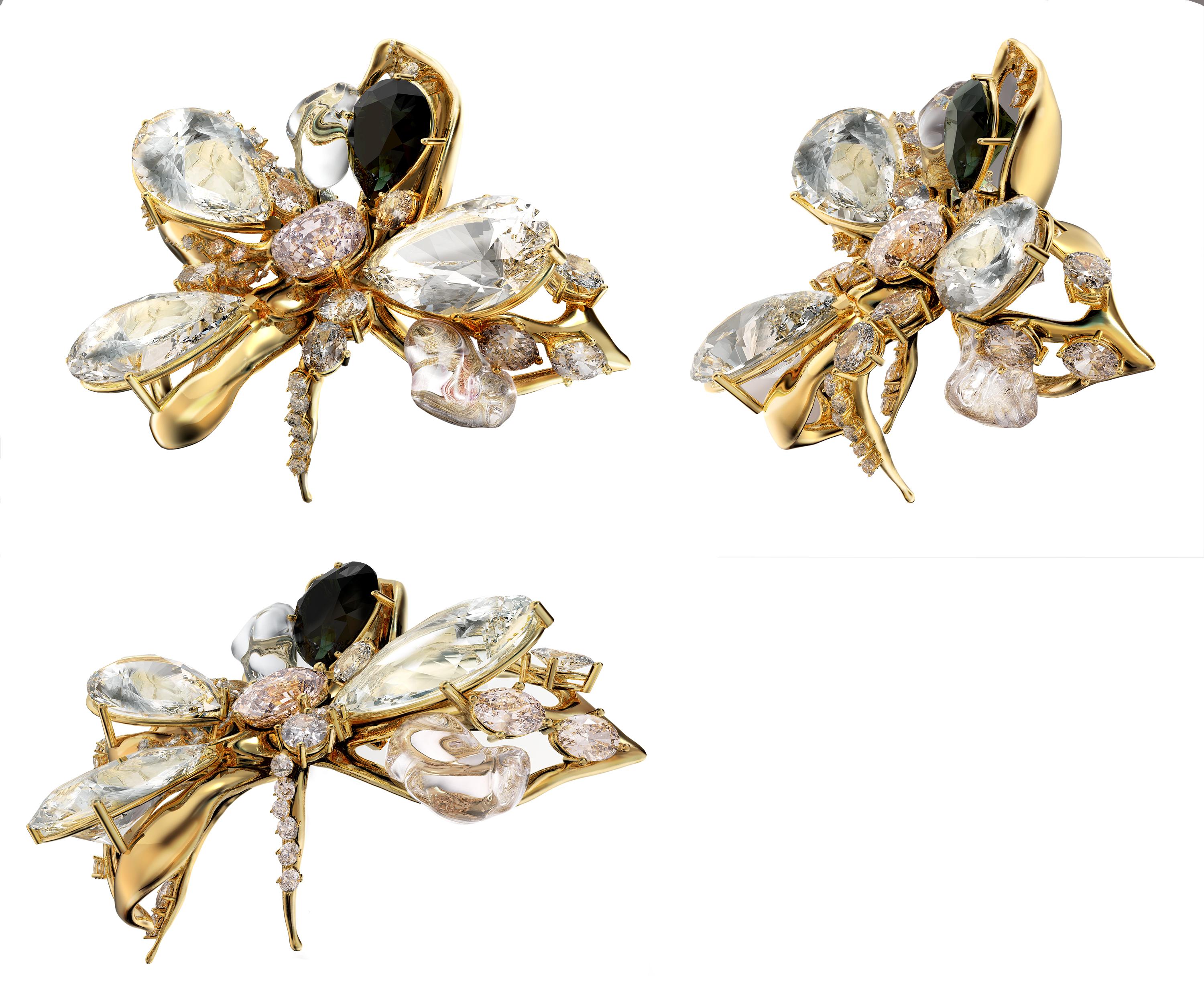 Bague de fiançailles contemporaine artisanale en or rose dix-huit carats avec diamants  Neuf - En vente à Berlin, DE