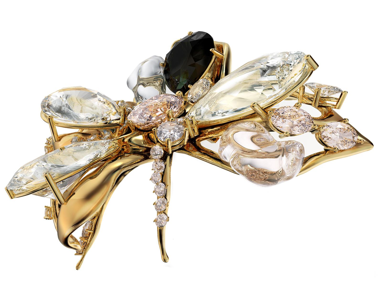 Bague de fiançailles contemporaine artisanale en or rose dix-huit carats avec diamants  en vente 3