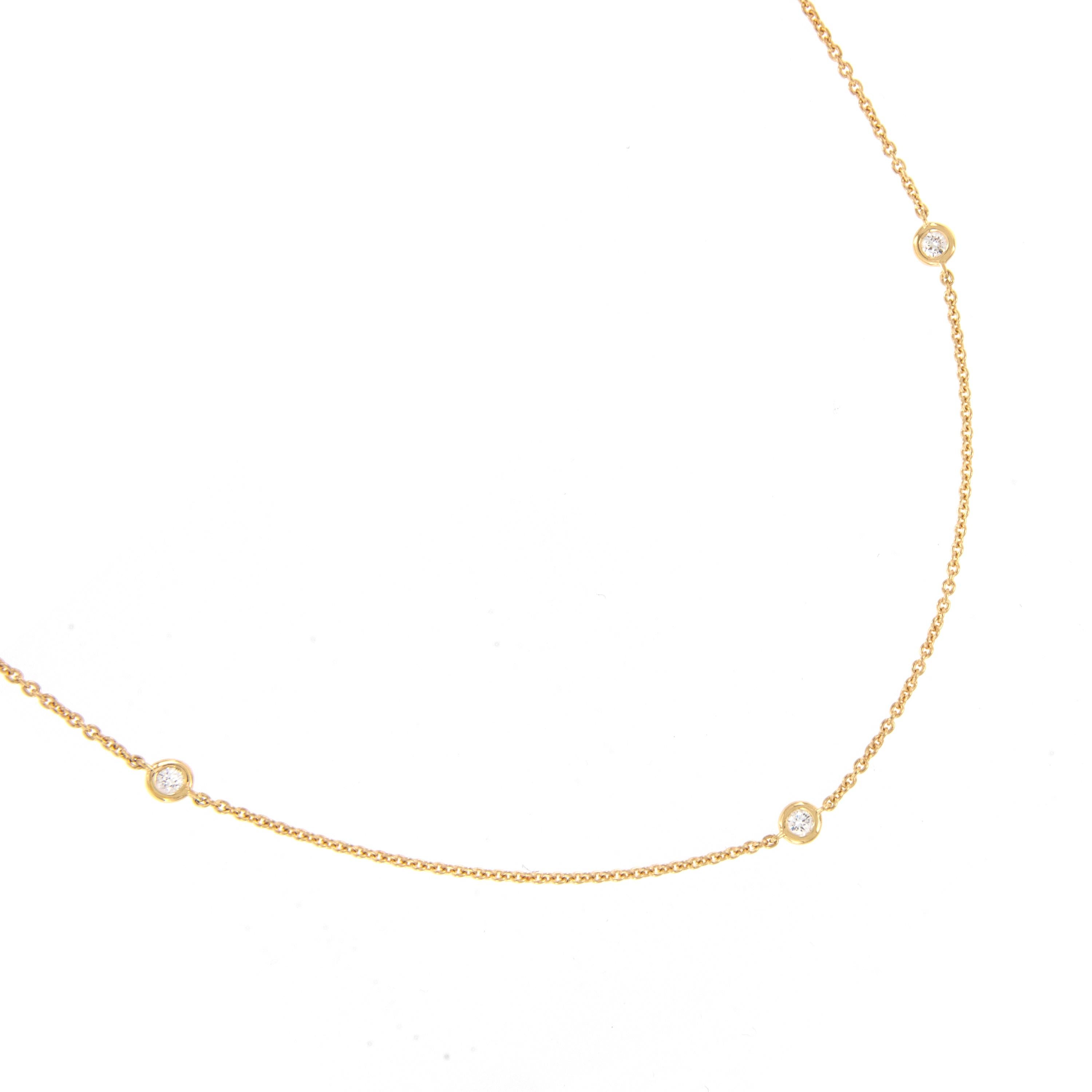 Contemporary 18 Karat Yellow Gold Six 0.37 Cttw Diamonds by the Yard Necklace For Sale