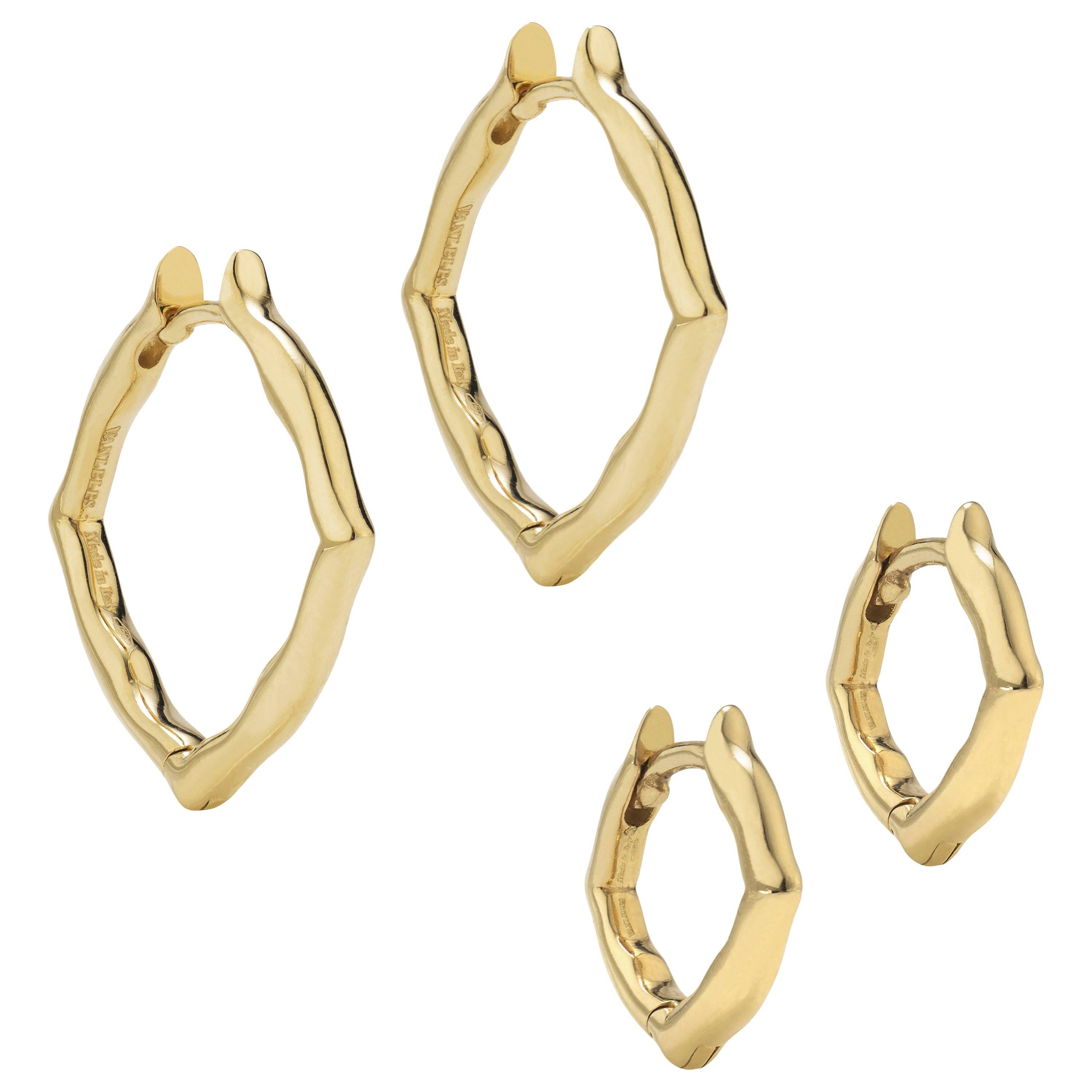 18 Karat Yellow Gold Small and Mini Hoop Earrings