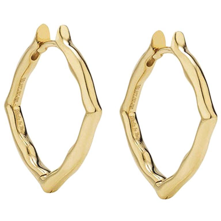 18 Karat Yellow Gold Small Hoop Earrings For Sale
