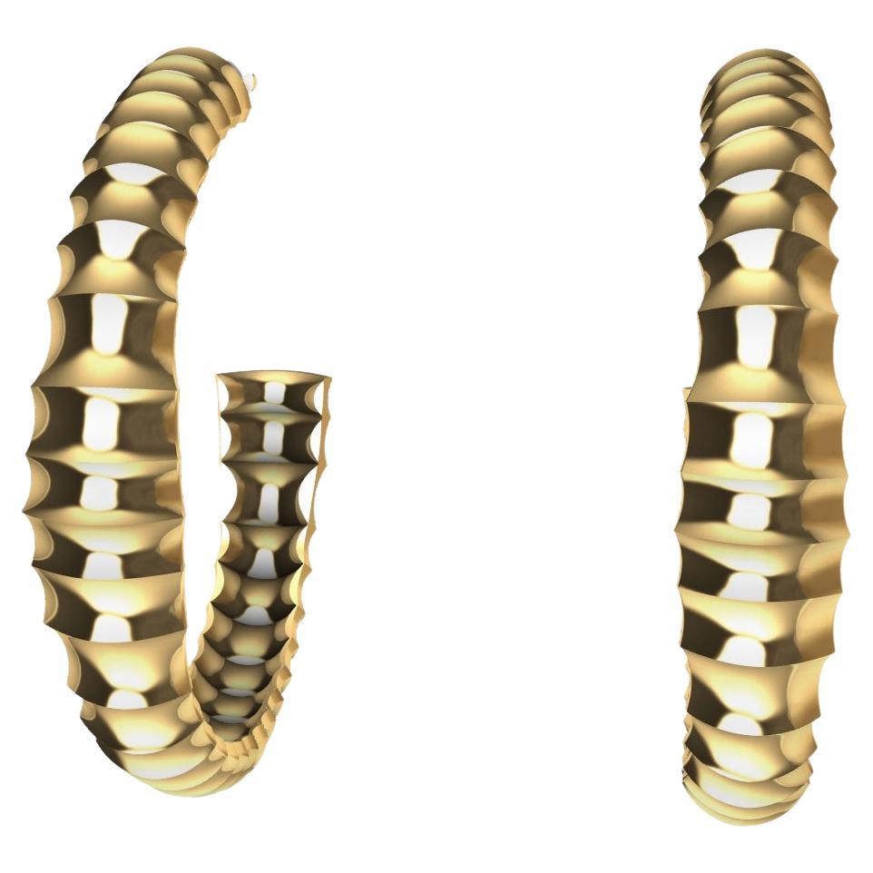 18 Karat Yellow Gold Small Vertebrae Hoop Earrings For Sale