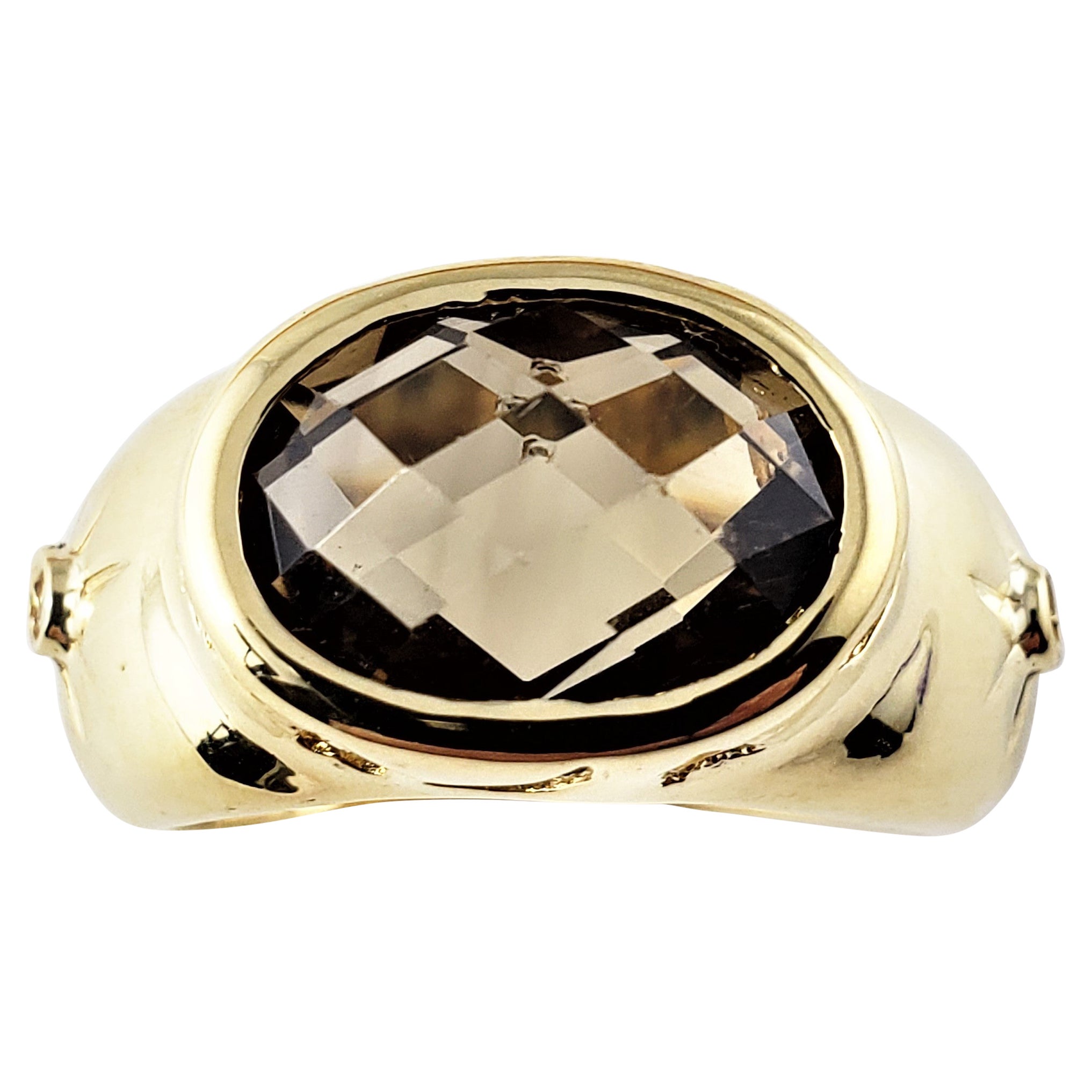 18 Karat Gelbgold Ring mit Rauchquarz und Diamanten