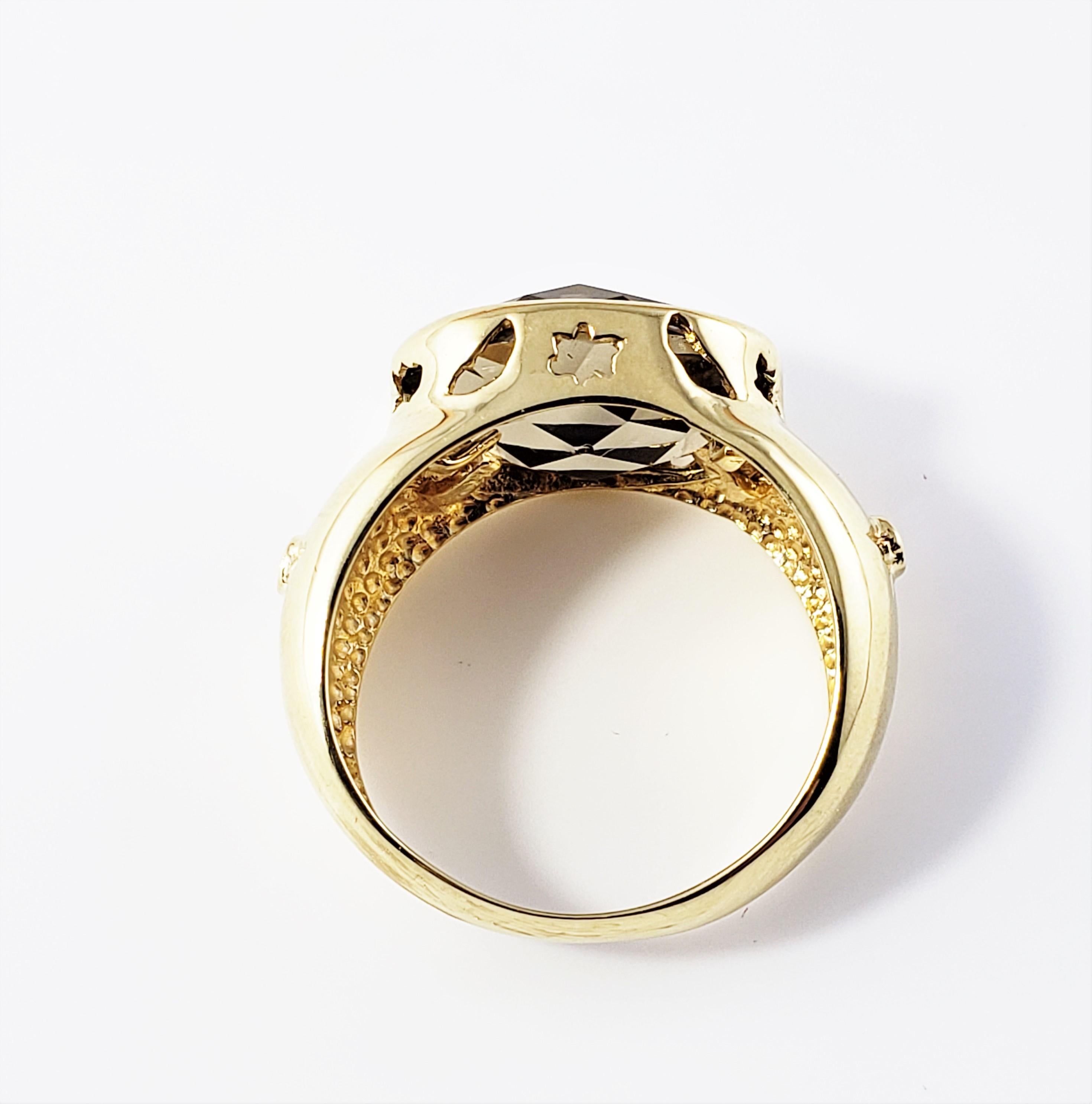 Women's 18 Karat Yellow Gold Smoky Quartz and Diamond Ring