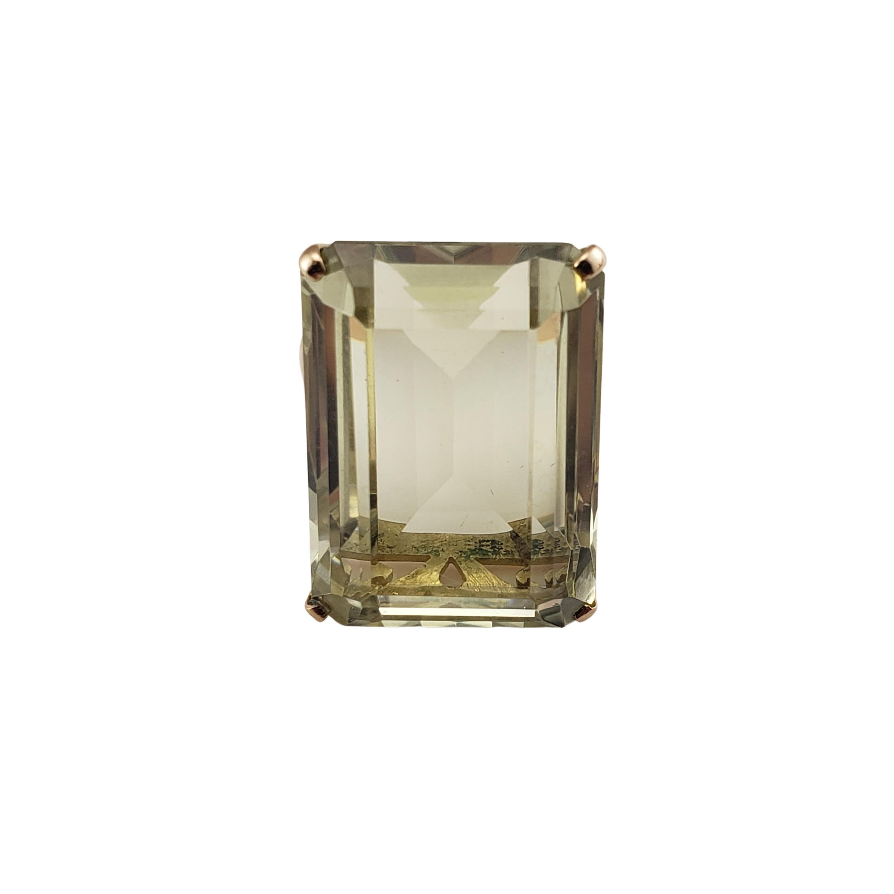 18 Karat Yellow Gold Smoky Quartz Ring Size 9 GAI Certified-

This stunning ring features one emerald cut smoky quartz (25 mm x 18 mm) set in classic 18K yellow gold.  Shank: 3 mm.

Total quartz weight:  37.18 ct.

Size: 9

Weight:  8.2 dwt. /  12.7