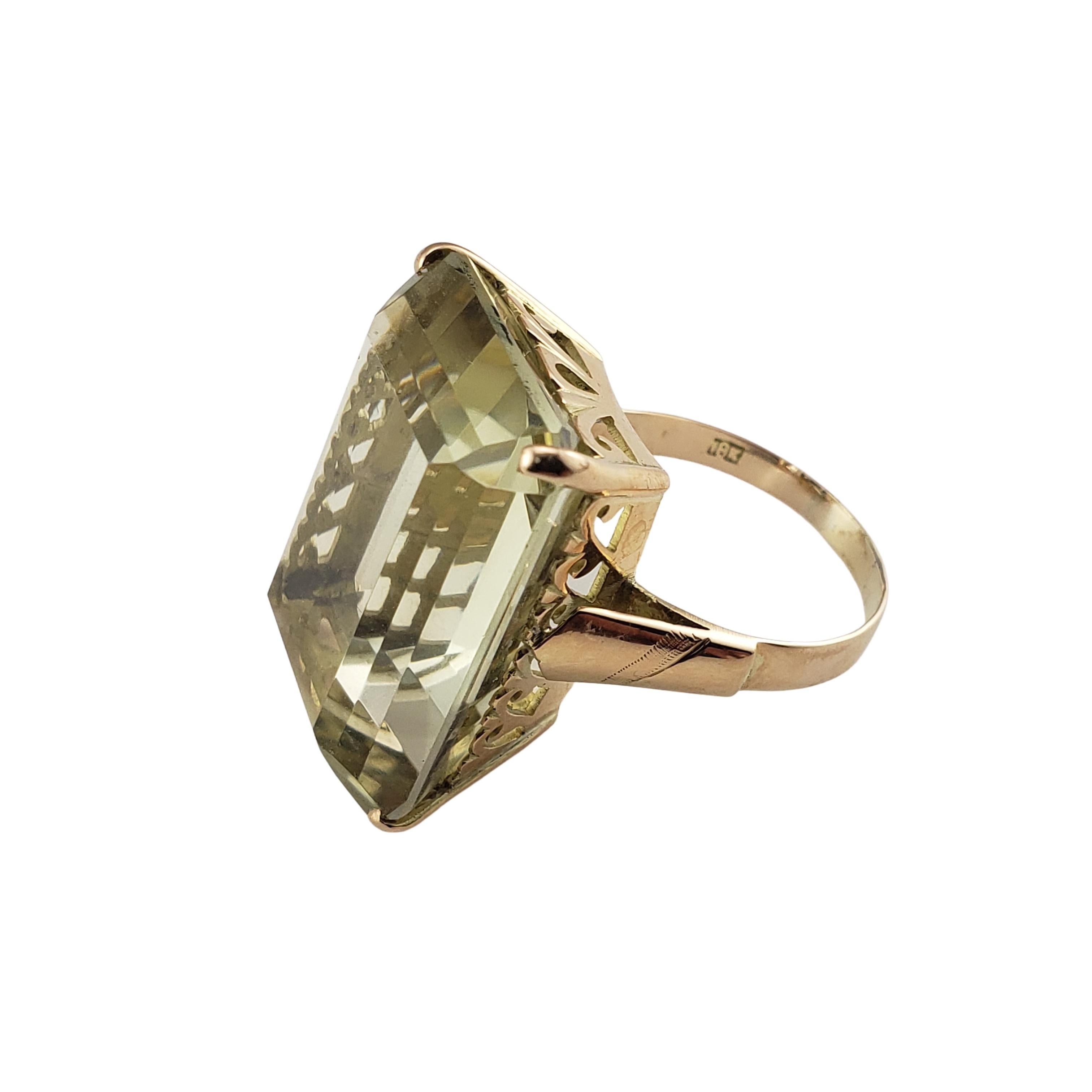 Emerald Cut 18 Karat Yellow Gold Smoky Quartz Ring  For Sale
