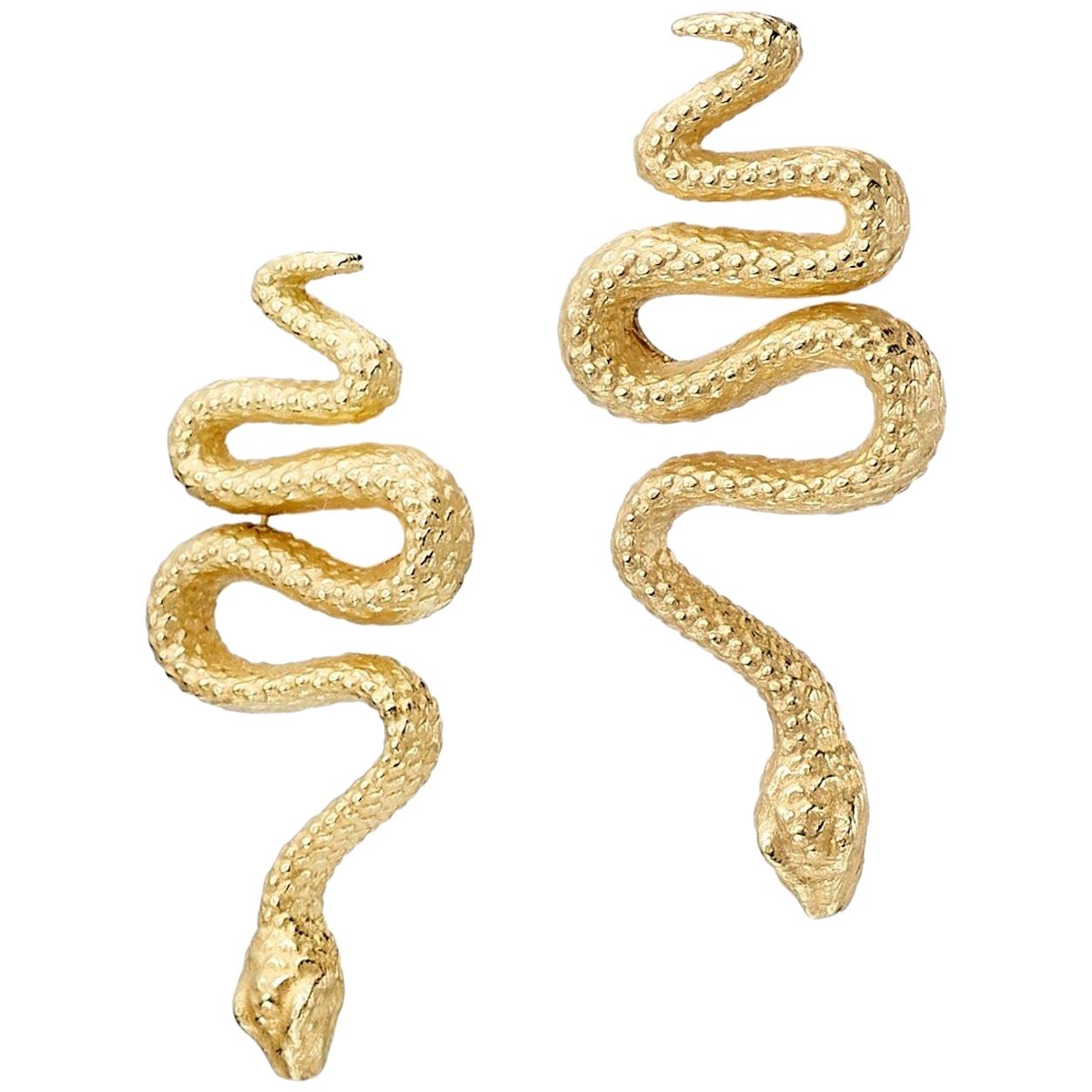 Lilly Hastedt 18 Karat Yellow Gold Snake Stud Earrings For Sale