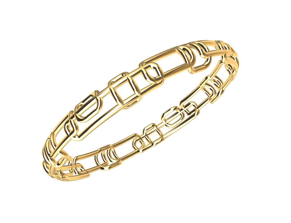 Bracelet jonc rectangulaire souple en or jaune 18 carats Neuf - En vente à New York, NY