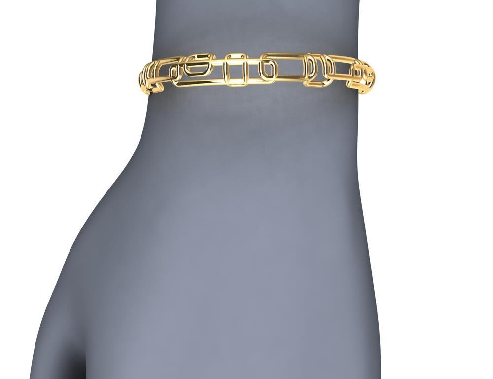 Bracelet jonc rectangulaire souple en or jaune 18 carats Pour femmes en vente