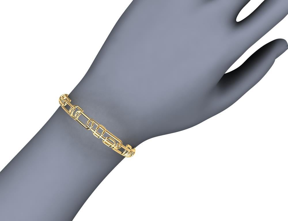 Contemporary 18 Karat Yellow Gold Soft Rectangle Bangle Bracelet For Sale