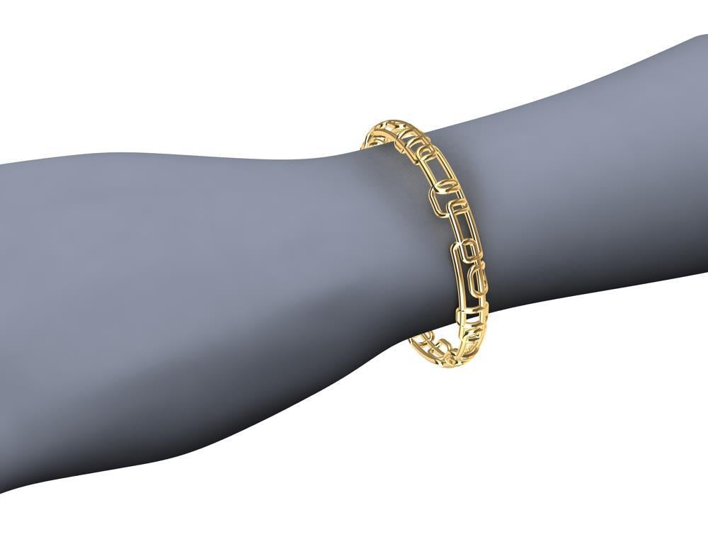 Bracelet jonc rectangulaire souple en or jaune 18 carats en vente 3
