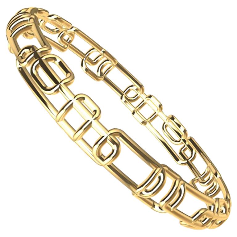 Contemporain Bracelet jonc rectangulaire souple en or jaune 18 carats en vente