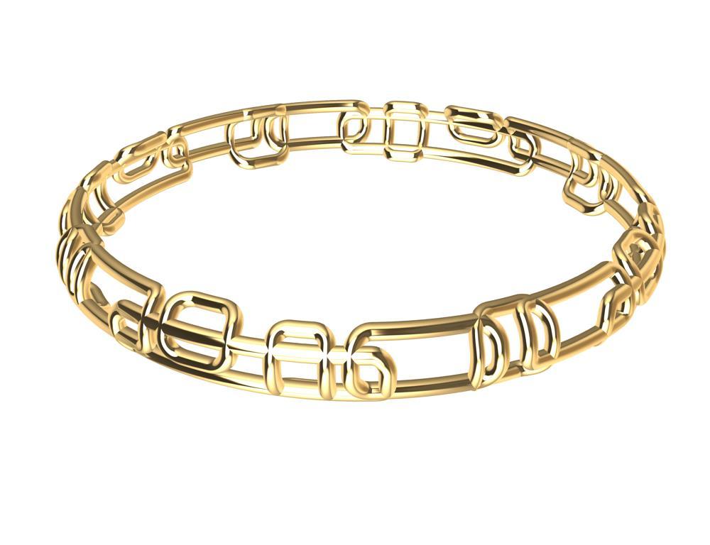 Pulsera brazalete rectángulo suave de oro amarillo de 18 quilates
