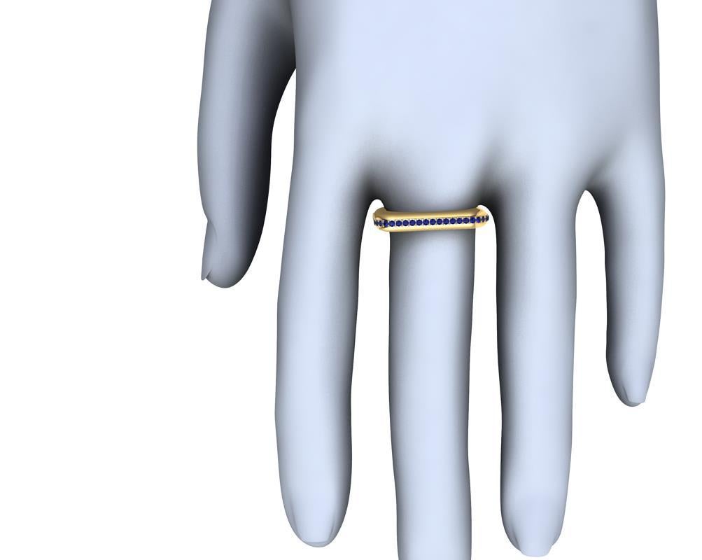 18 Karat Yellow Gold Soft Square Sculpture Ring with Sapphires 8
