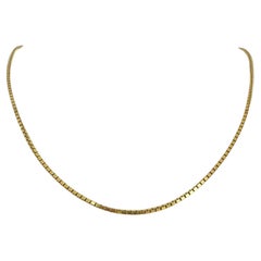 18 Karat Yellow Gold Solid Box Chain Necklace Italy 