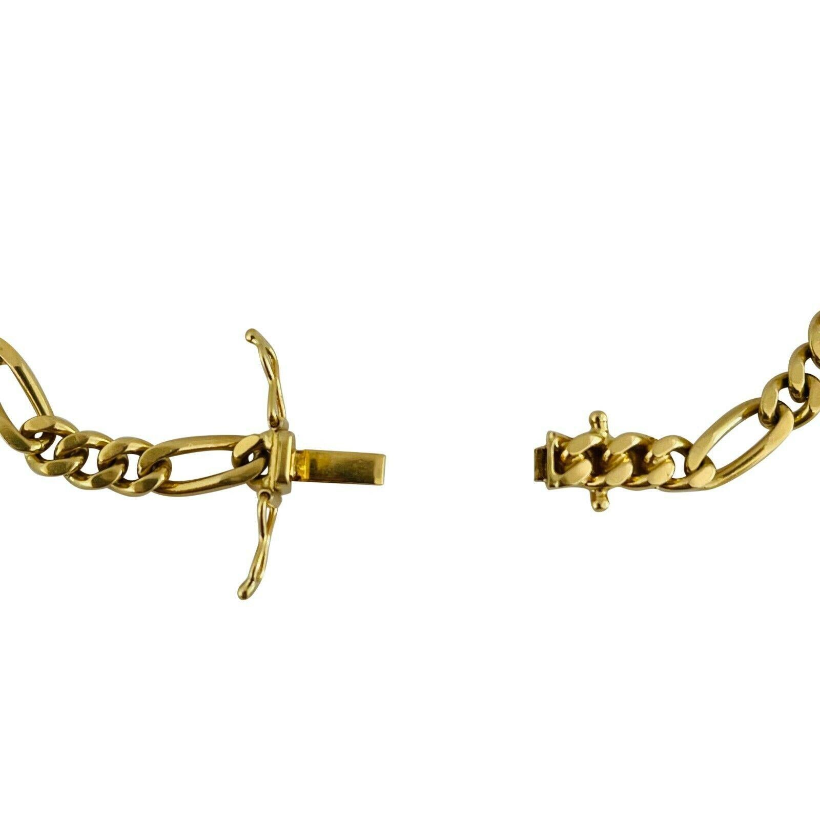 18 Karat Yellow Gold Solid Figaro Link Bracelet 1