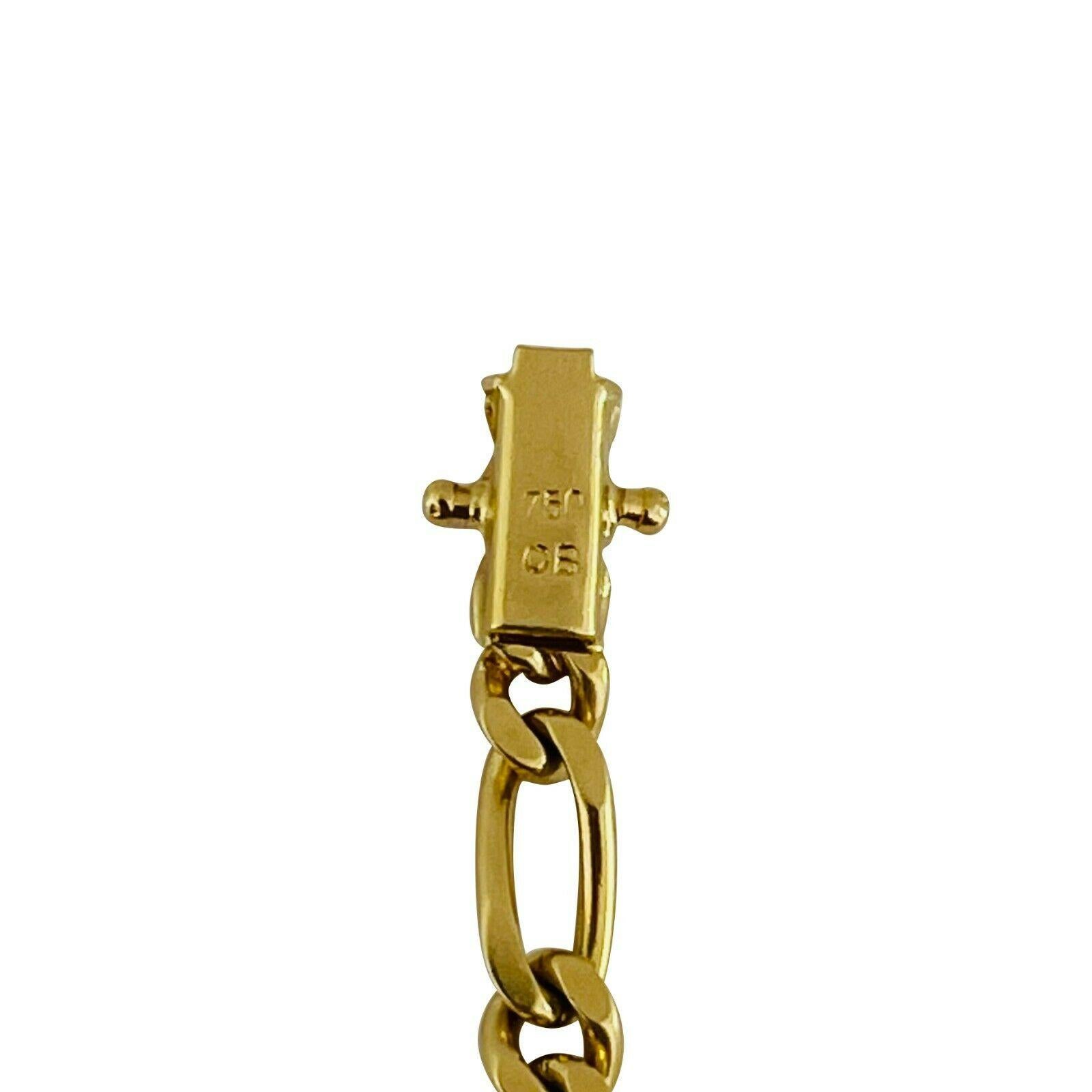18 Karat Yellow Gold Solid Figaro Link Bracelet 2