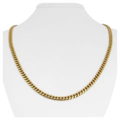 18 Karat Yellow Gold Solid Heavy Cuban Curb Link Chain Necklace