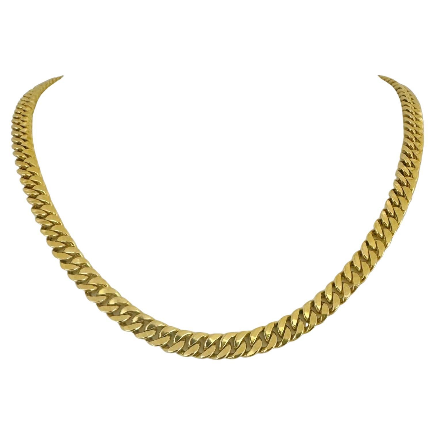 18 Karat Yellow Gold Solid Heavy Cuban Link Chain Necklace 