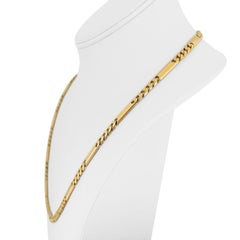 18 Karat Yellow Gold Solid Heavy Curb and Bar Link Chain Necklace